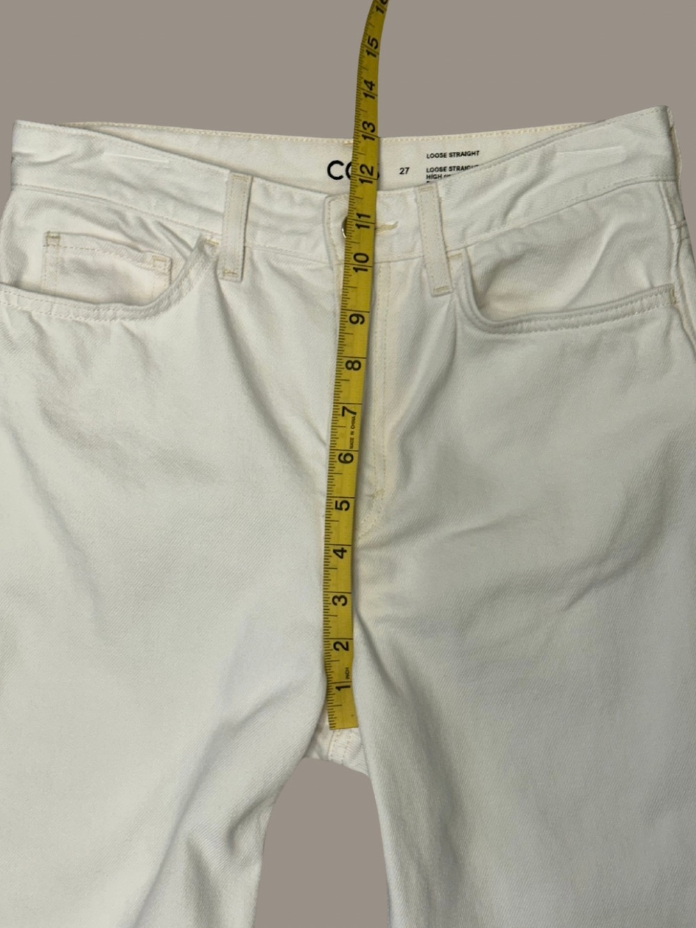 COS Column Straight-Leg Jeans Chalk Off-White High Rise Rigid Denim 27 Cotton - Picture 9 of 10